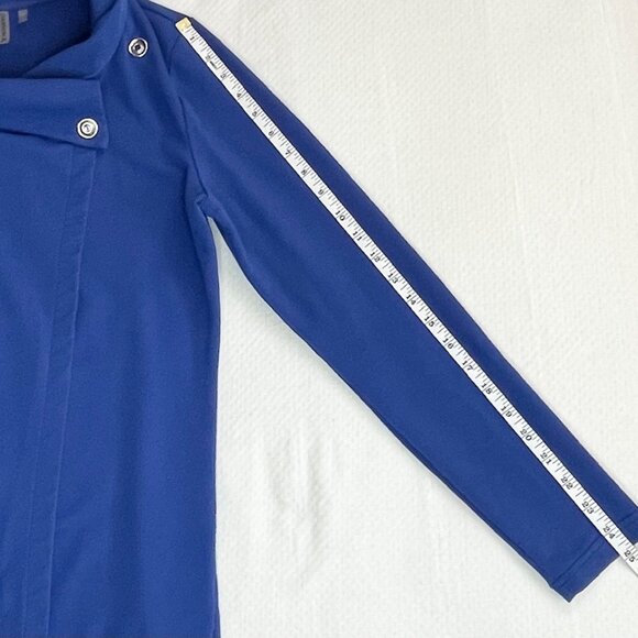 Danskin Royal Blue Asymmetrical Cowl Neck Sweater Jacket – Size Medium - Picture 7 of 7